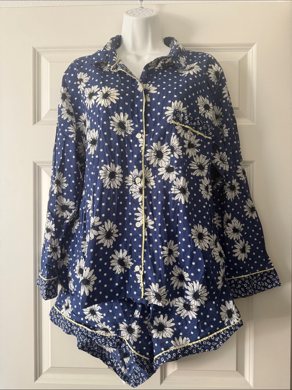 Victoria’s Secret Floral Polka Dot Navy Women's Pajama Short Set size L